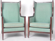 STEED UPHOLSTERY - MATCHING PAIR OF WINGBACK ARMCHAIR