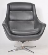 SCHREIBER - MID CENTURY VINYL SWIVEL EGG CHAIR / LOUNGE CHAIR