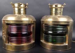 PAIR OF 20TH CENTURY NAUTICAL PORT & STARBOARD LAMPS