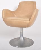 STYLE MATTERS - 20TH CENTURY TAN LEATHER SWIVEL ARMCHAIR