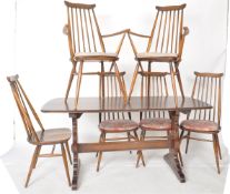 ERCOL DINING SUITE - SIX GOLDSMITH DINING CHAIRS AND TABLE