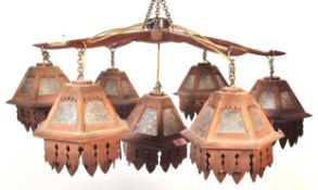 20TH CENTURY ARTS & CRAFTS SIX BRANCH CHANDELIER