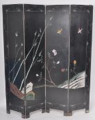 EARLY 20TH CENTURY CHINESE FOUR-FOLD LACQUERED SCREEN