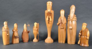 EIRE CREATIONS - SET OF EIGHT IRISH FOLK ART CARVED FIGURES