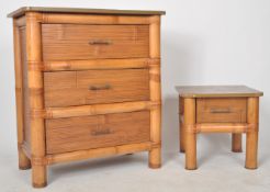 CONTEMPORARY FAUX BAMBOO CHEST AND MATCHING BEDSIDE
