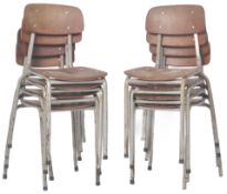 MATCHING SET OF EIGHT RETRO VINTAGE STACKING CHAIRS