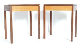 MATCHING PAIR OF TEAK SINGLE DRAWER SIDE TABLES
