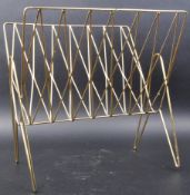MID CENTURY TUBULAR BRASS MAGAZINE RACK