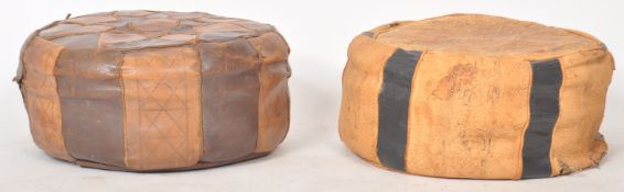 TWO VINTAGE 20TH CENTURY MOROCCAN LEATHER FOOTSTOOLS