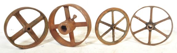 SELECTION OF VINTAGE 20TH CENTURY CAST IRON WHEELS