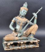 20TH CENTURY INDIAN HINDU BRONZE FIGURE OF SARASWATI
