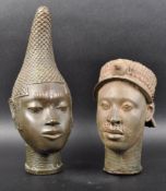 TWO CONTEMPORARY AFRICAN TRIBAL HEAD FIGURES