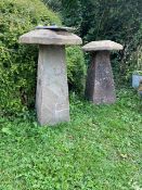 PAIR OF ANTIQUE STADDLE STONES OF TYPICAL FORM