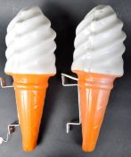 MATCHING PAIR OF MOULDED PLASTIC ICE-CREAM LIGHT UP CONES