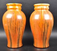 MATCHING PAIR OF ART DECO DRIP GLAZE CERAMIC VASES