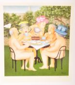 BERYL COOK (B.1926) - TEA IN THE GARDEN - SIGNED PRINT