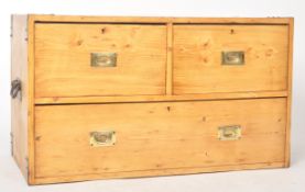 LATE 19TH CENTURY VICTORIAN PINE HALF SIZE CAMPAIGN CHEST