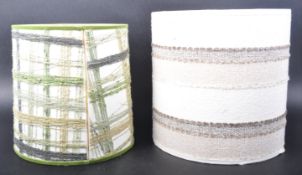 TWO RETRO 1960s TABLE LAMP SHADES OF DRUM FORM