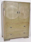 VINTAGE ART DECO STAINED OAK TALLBOY / LINEN PRESS CUPBOARD