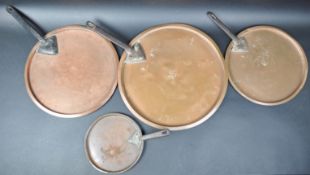 GRADUATING SET OF 19TH CENTURY COPPER SAUCEPAN COVERS