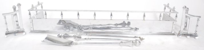 VINTAGE ART DECO CHROME FIRE FENDER AND COMPENDIUM SET