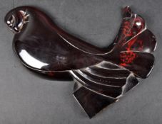 ART DECO CHERRY BAKELITE ORNAMENT OF A WHITE DOVE