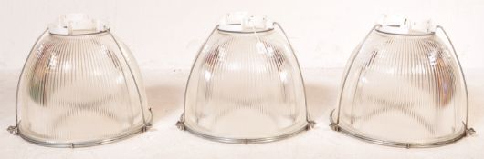 HOLOPHANE - MATCHING SET OF THREE FACTORY PENDANT SHADES