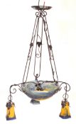 MULLER FRERES, LUNEVILLE - FRENCH ART DECO GLASS CHANDELIER