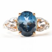 9CT GOLD TOPAZ & DIAMOND DRESS RING