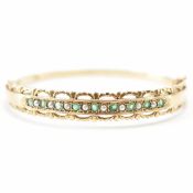 GOLD EMERALD & SEED PEARL BANGLE BRACELET