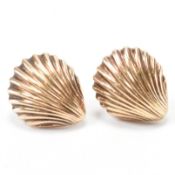 PAIR OF HALLMARKED 9CT GOLD SHELL EARRINGS