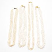 FOUR CULTURED PEARL NECKLACES