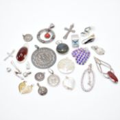 COLLECTION OF SILVER PENDANTS & CHARMS