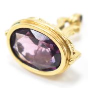 VINTAGE AMETHYST & YELLOW METAL FOB PENDANT
