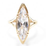 HALLMARKED 9CT GOLD & WHITE STONE RING