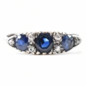 VINTAGE 9CT GOLD SAPPHIRE & DIAMOND RING
