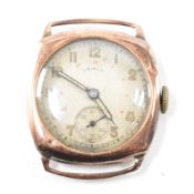 1940S HALLMARKED 9CT GOLD SHIELD WATCH