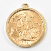 1963 FULL SOVEREIGN IN 9CT GOLD MOUNT