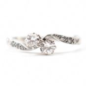ART DECO 18CT WHITE GOLD & DIAMOND CROSSOVER RING