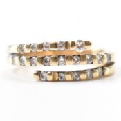 VINTAGE GOLD & DIAMOND 3 ROW RING