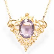 FRENCH ART NOUVEAU AMETHYST PENDANT BROOCH NECKLACE