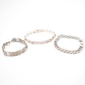 THREE SILVER CHAIN BRACELETS