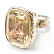 VINTAGE CITRINE & YELLOW METAL INTAGLIO FOB SEAL