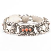 GEORG JENSEN SILVER & CORAL BIRD BRACELET - 1933-1944