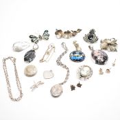 COLLECTION OF SILVER & WHITE METAL JEWELLERY