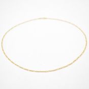 GOLD FLAT LINK FIGARO CHAIN NECKLACE