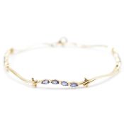 9CT GOLD & AMETHYST LINK BRACELET