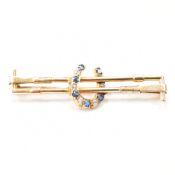 15CT GOLD SAPPHIRE & DIAMOND BROOCH PIN
