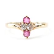 HALLMARKED 9CT GOLD DIAMOND & RUBY RING