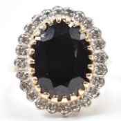 HALLMARKED 9CT GOLD SAPPHIRE & DIAMOND RING